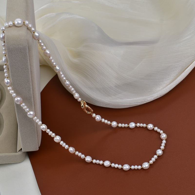 长款轻奢高级感天然淡水珍珠项链女小众设计双层叠带法式毛衣链详情9