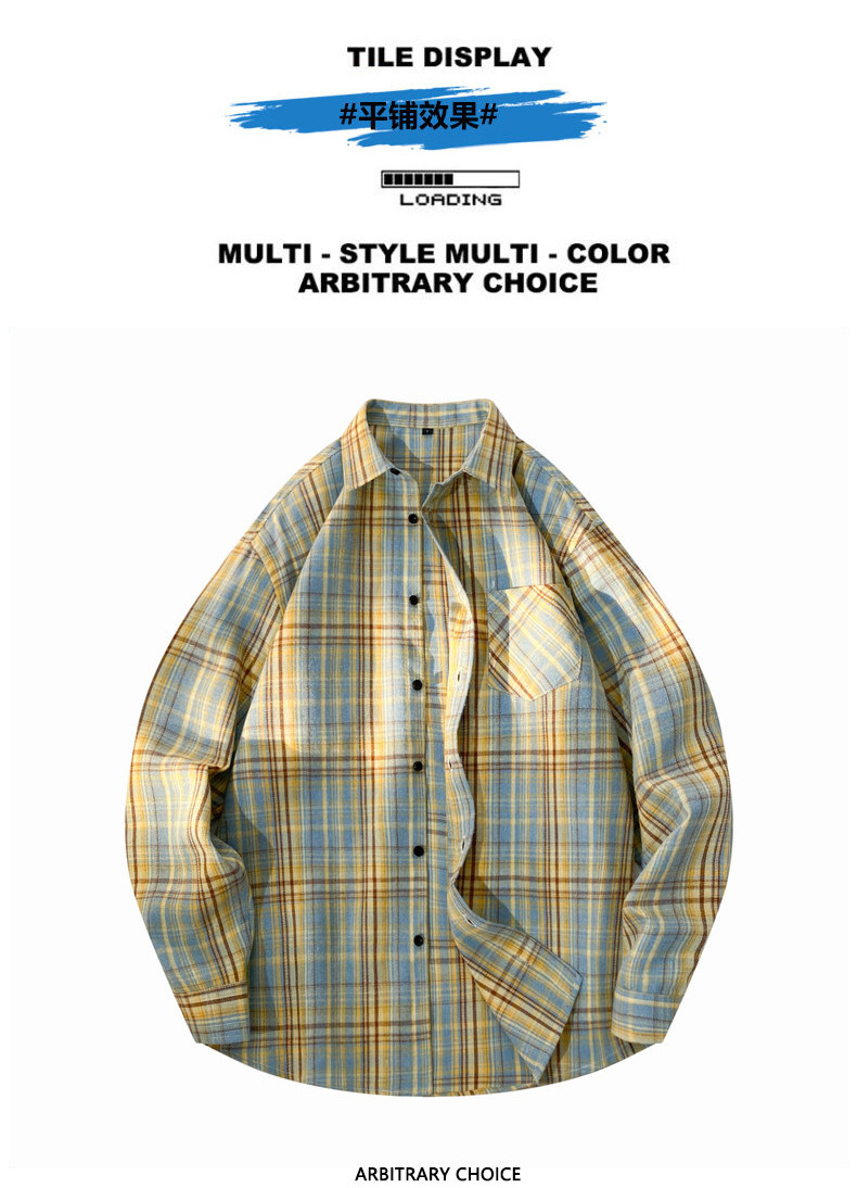 Retro checkered shirt for men 2025 Spring and Autumn new style American casual loose trendy long-sleeved shirt couple coat for men pic 12