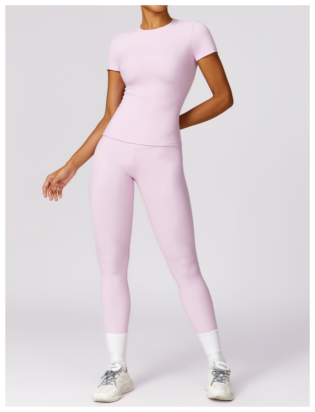 泽创春季t恤速干瑜伽服短袖健身上衣罩衫户外跑步运动短袖女8455详情54