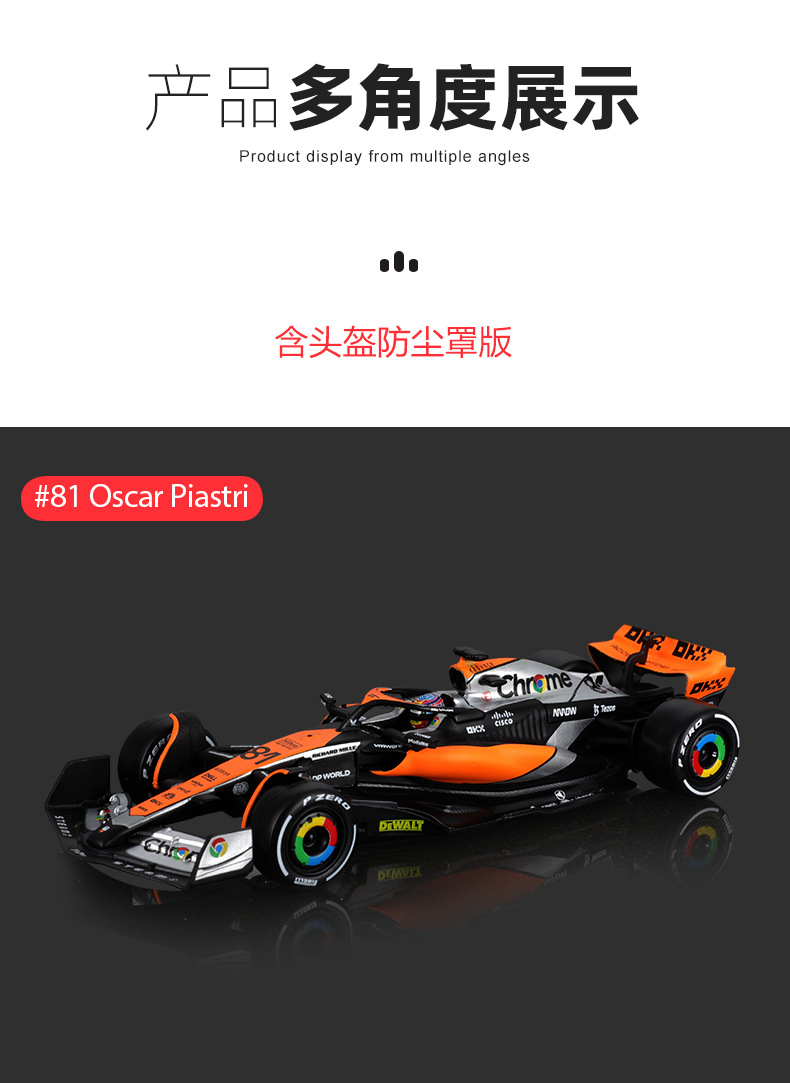 Bburago 1:43F1 racing car MCL60 McLaren 2023 simulation alloy car model toy car pic 6