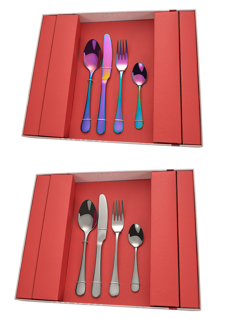 跨境1010圣诞喜庆开窗礼盒不锈钢餐具刀叉勺四主件24件礼盒套装详情13