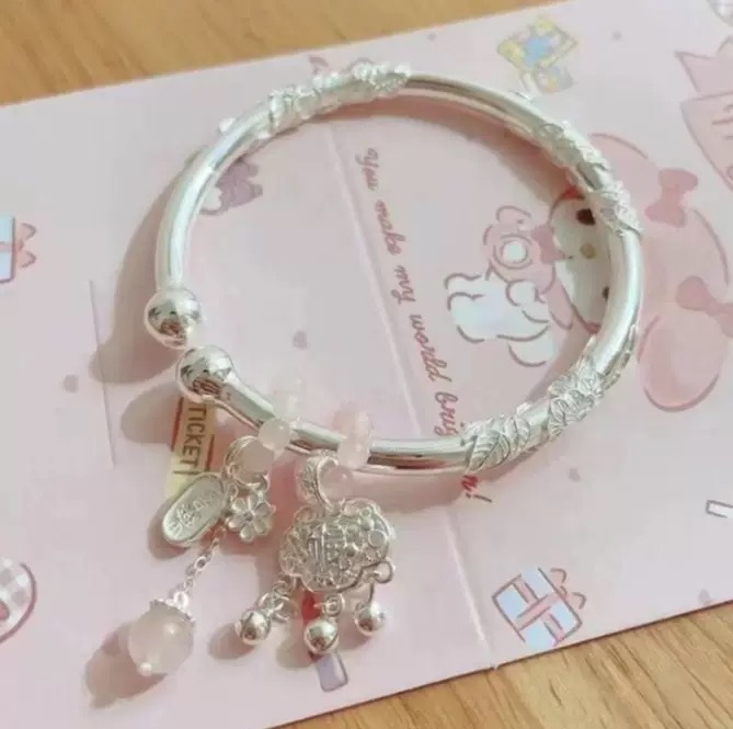 A young and elegant pure silver bracelet with a peace lock for women, a gift for your girlfriend and best friend on festivals pic 3