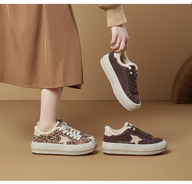 头层牛皮小白鞋女2025冬季新款平底加绒保暖板鞋休闲百搭豹纹女鞋详情24