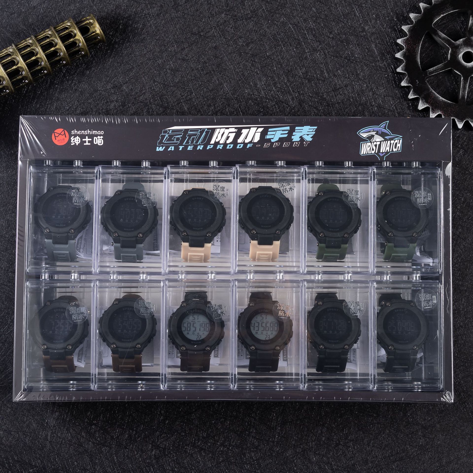 新款数显男士深度防水手表多功能夜光户外休闲学生圆形电子表详情9