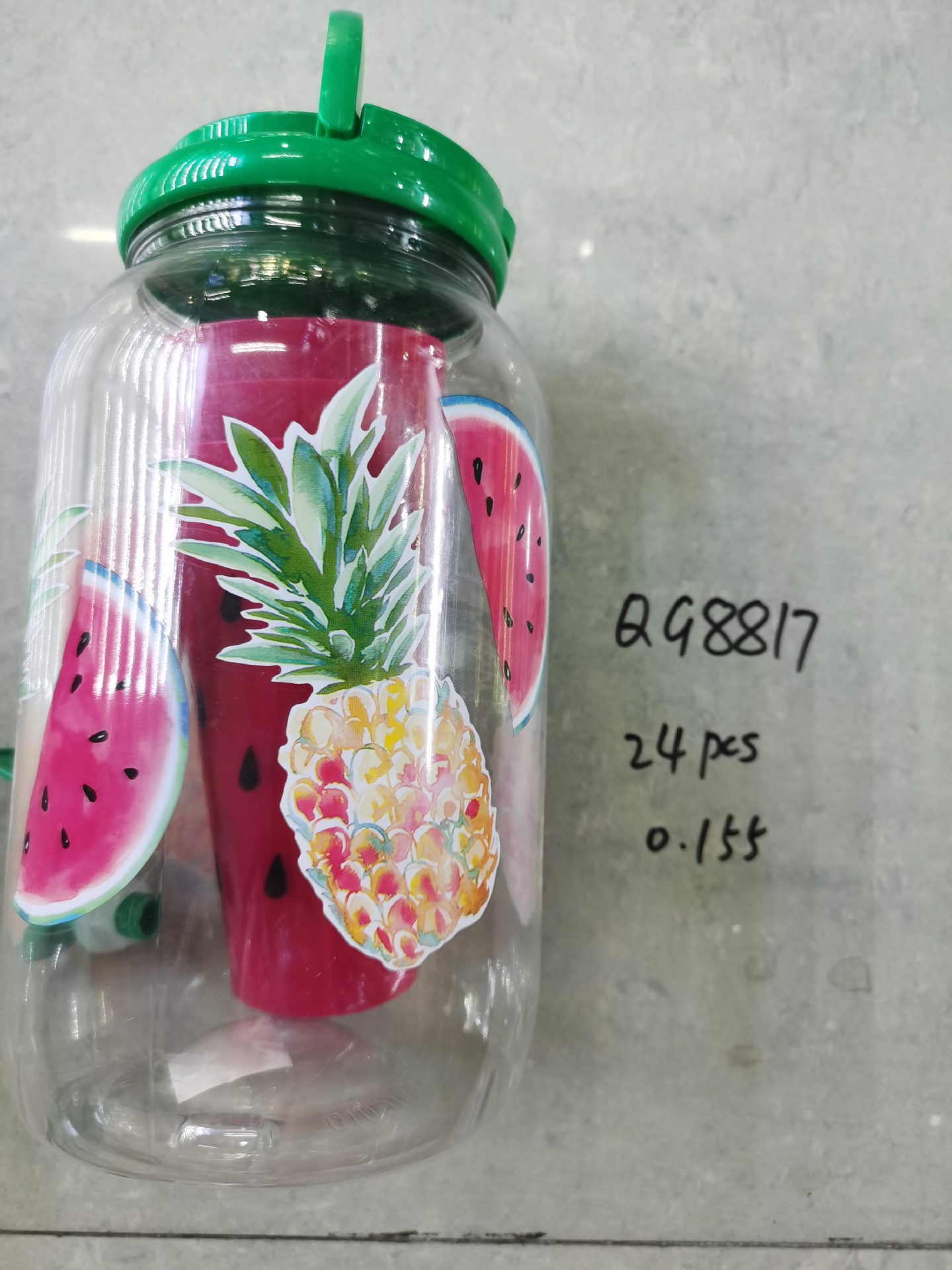 Cross-border bestseller cold water bottle set: Striped bottle, cold water bottle, plastic bar drink and juice bottle, transparent cold water bottle pic 2
