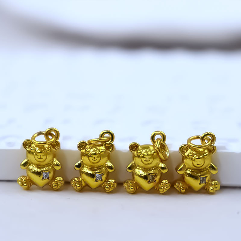 Wholesale of sandgold ancient method handcrafted zirconium-inlaid bear electroplated pendant accessories pic 6