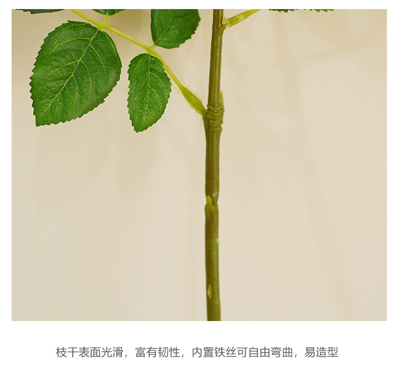 仿真玫瑰花朵单枝慕斯插花婚庆客厅装饰摄影道具批发办公文化仿真园艺礼盒详情27