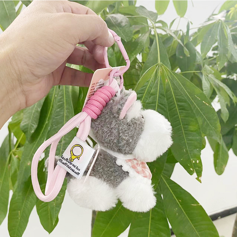 Cute plush Schnauzer dog keychain plush toy, schoolbag pendant, claw machine doll, birthday gift pic 13