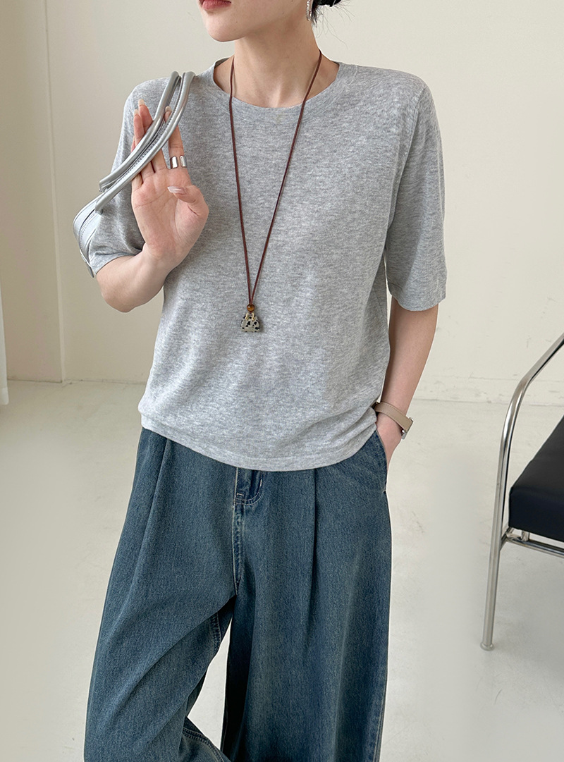 New ROW style ~UPW linen + cotton round-neck short-sleeved T-shirt, refreshing and versatile, casual and commuting, elegant and intellectual woman pic 5