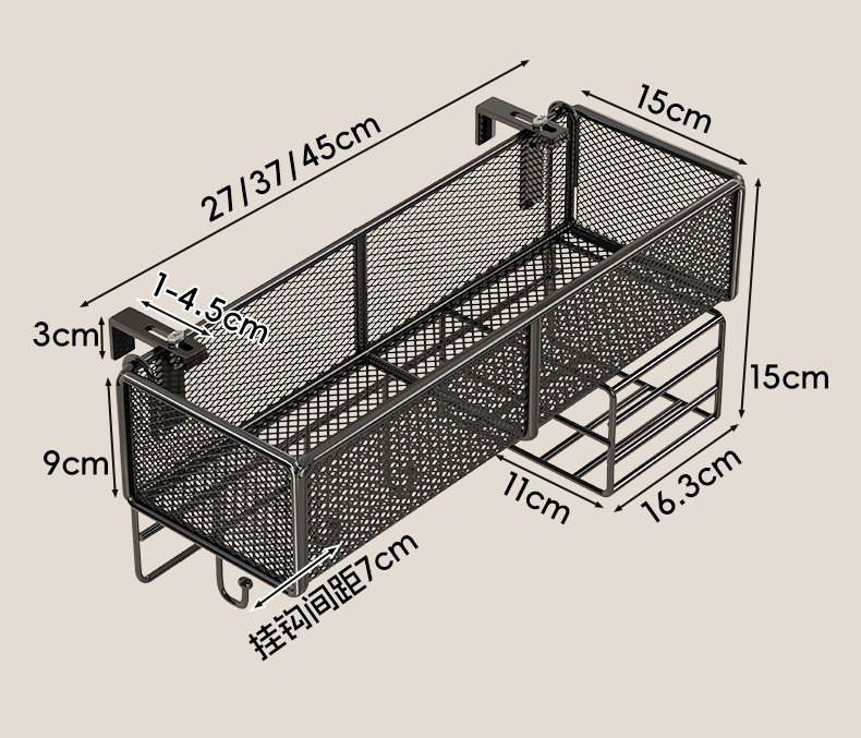 Desk storage rack, workstation desktop organization wonder, adjustable hanging basket, hanging storage box, countertop hook rack pic 15