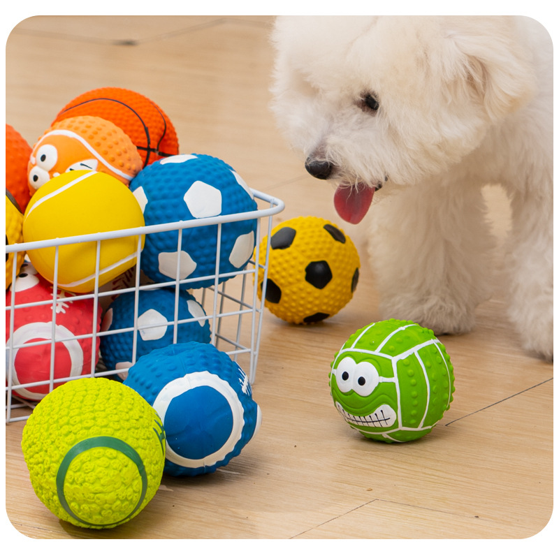 Latex toys, sound-making high-elastic cotton-filled latex pet football, sound-making football, dog teething toy ball pic 20