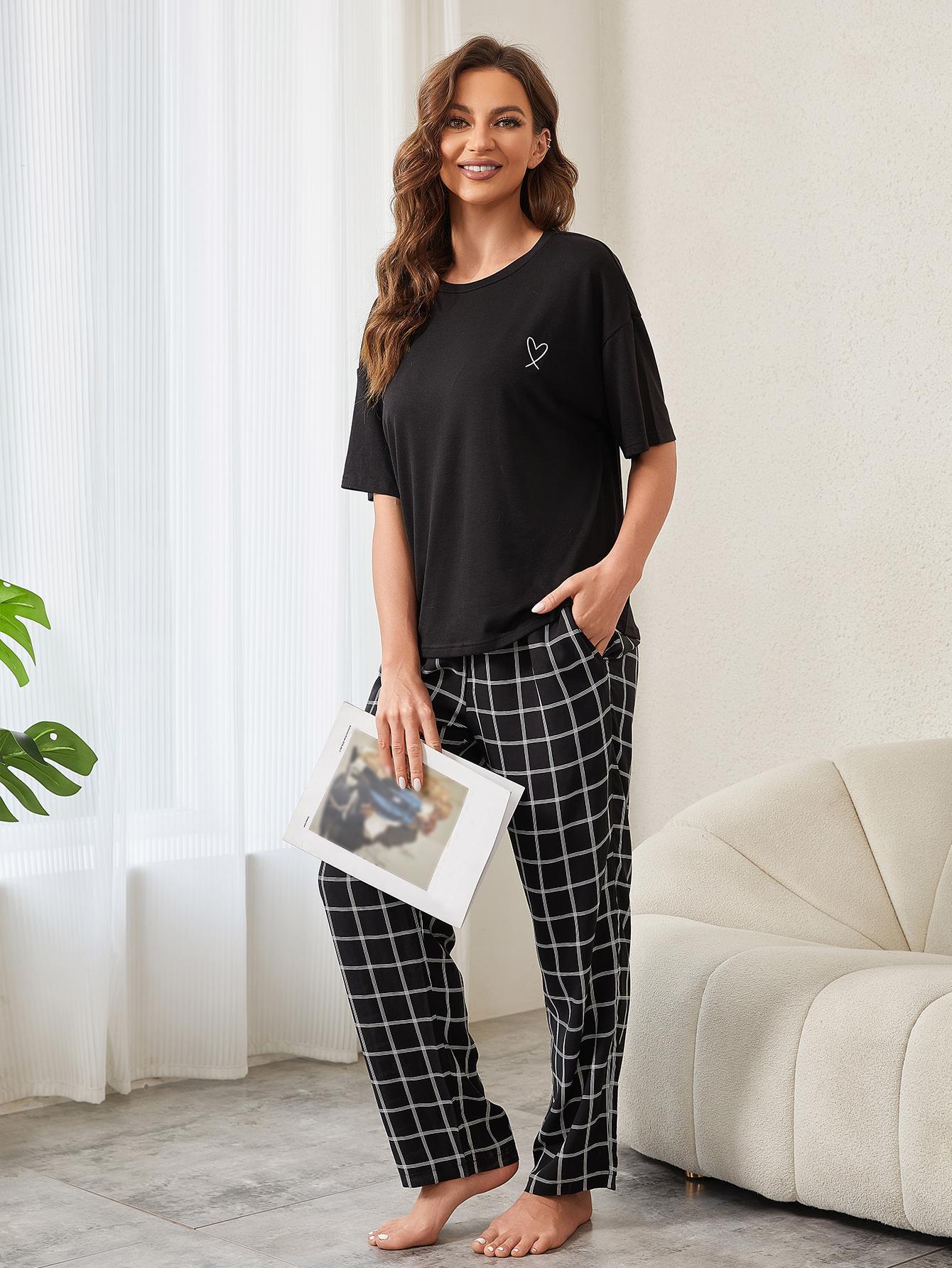 亚马逊跨境欧美睡衣女春夏季薄款短袖长裤家居服套装Wildberries详情6
