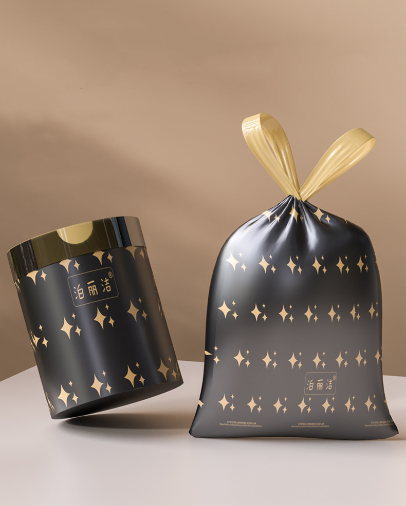 100 garbage bags, drawstring type garbage bags for students, high appearance level, hand-held household thickened kitchen garbage bags pic 3