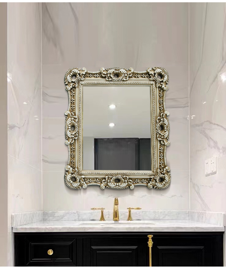 欧式古典油画框非树脂画框欧式浴室镜壁挂客厅玄关装饰镜子卫浴镜详情17