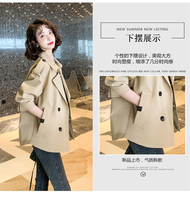 气质短款风衣外套女款韩版西装领长袖上衣2024春秋新宽松休闲夹克详情7