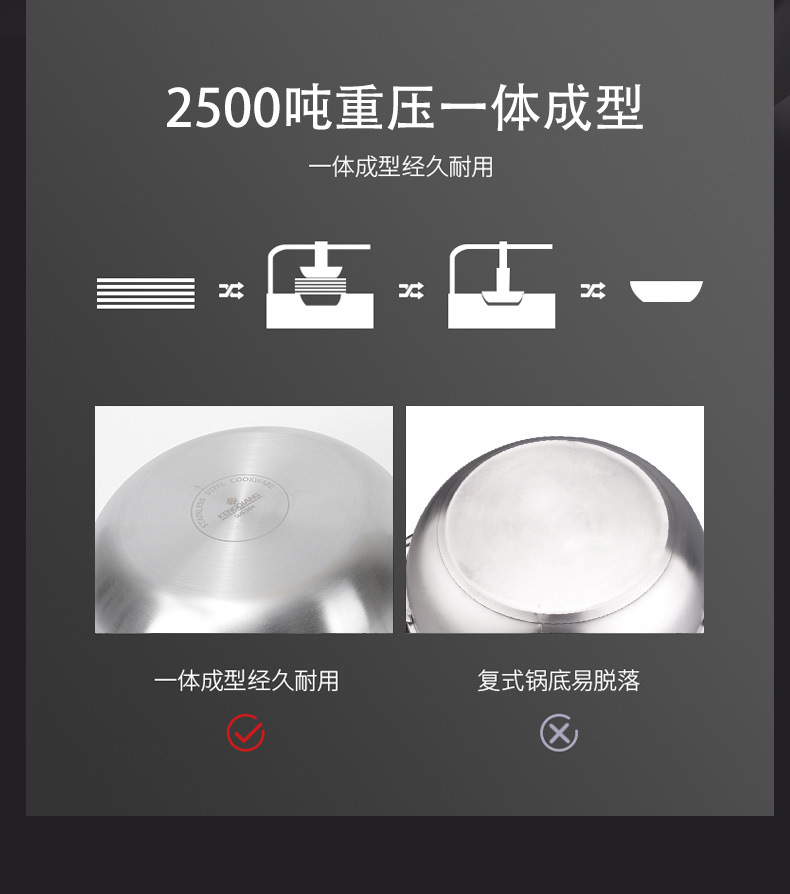 铿锵316不锈钢雪平锅不粘锅汤锅家用煎炸无涂层日式小奶锅煮面锅详情6