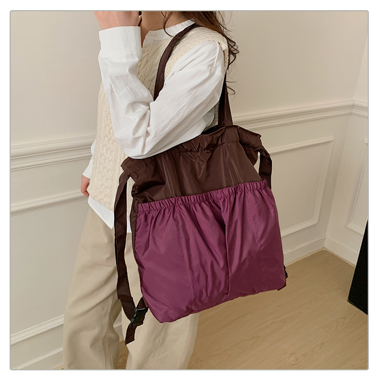 新款单肩包托特双肩折叠包手提简约通勤大容量时尚便携详情21