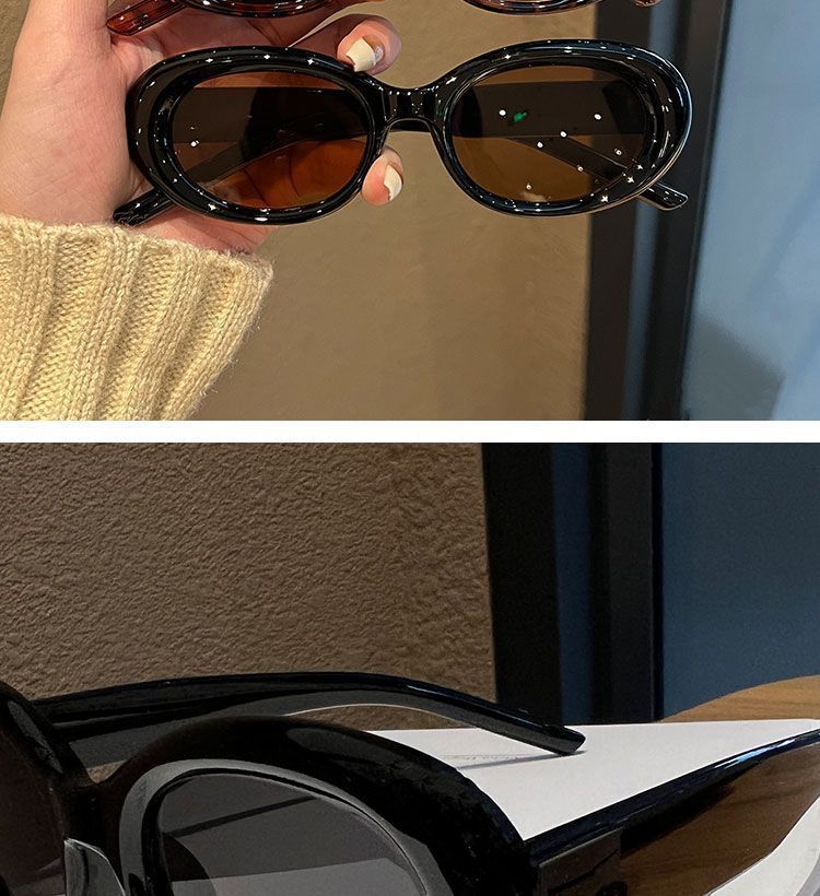 Oval white-framed sunglasses, European and American stylish sunglasses for taking photos, for women with big faces and cat-eye protection, high-end look, ins slimming pic 3