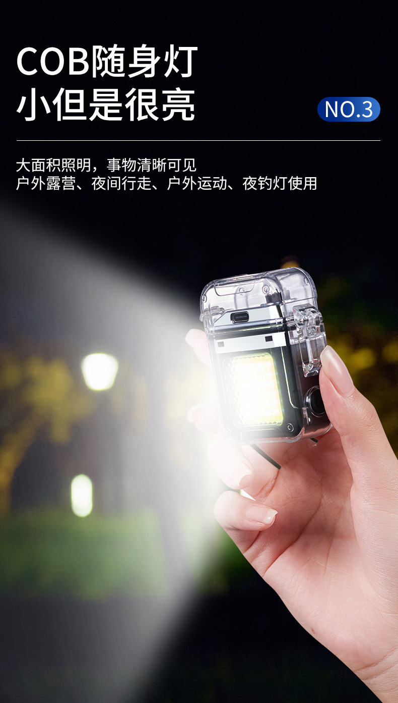 新透明壳usb电弧打火机照明灯户外防水可选Type-C充电脉冲点烟器详情5