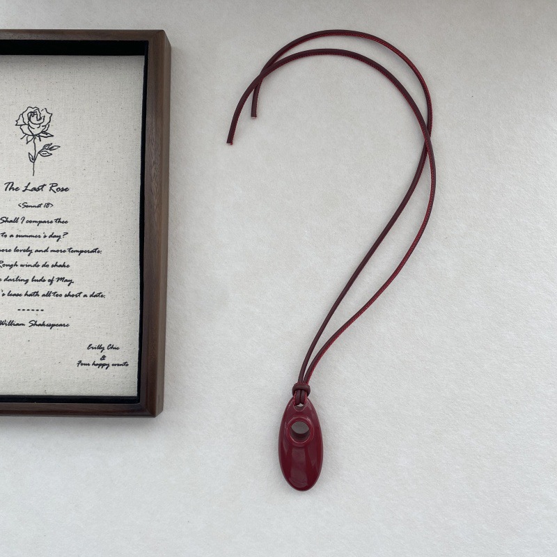 韩国博主同款不规则几何爱心吊坠项链抽拉可调节毛衣链小众时尚详情12