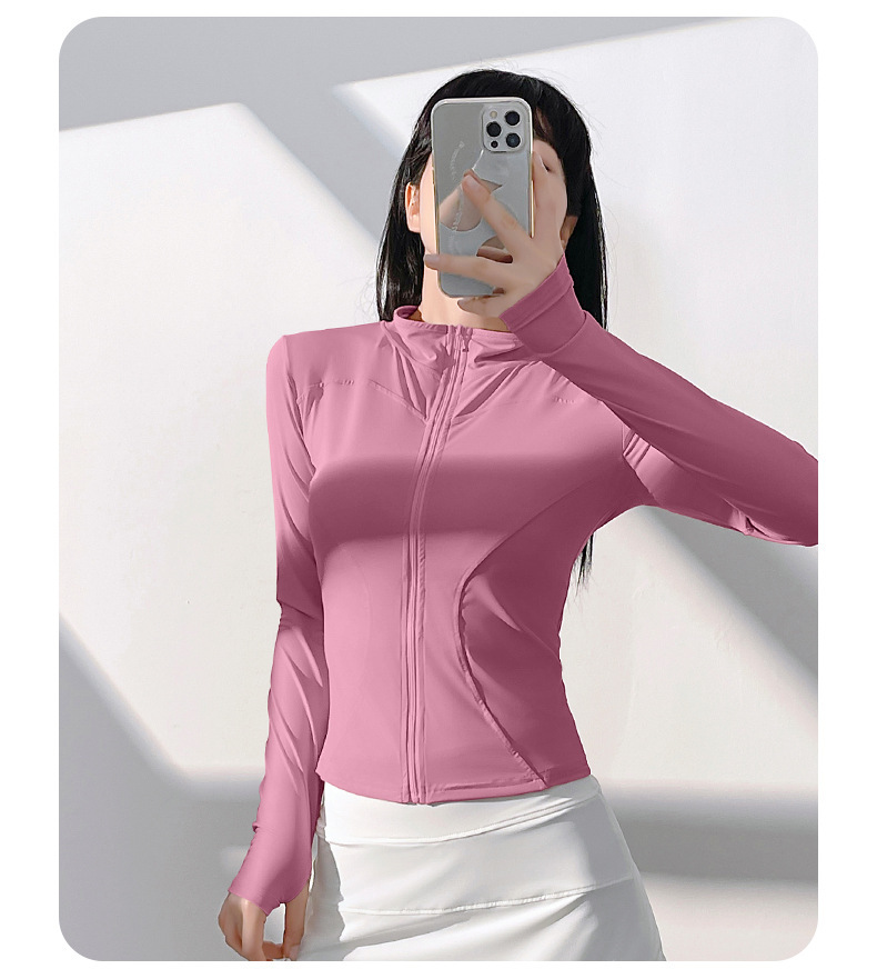 聚衣堂防晒瑜伽服裸感户外紧身透气运动健身外套上衣女详情25