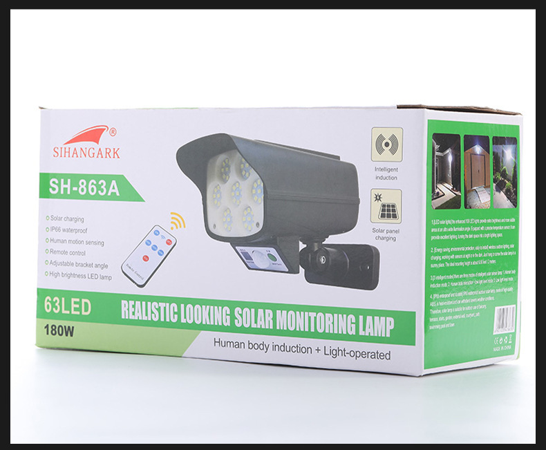 New solar LED remote control camera sensor street lamps, wall lamps, garden lamps, simulation monitoring anti-theft lamps pic 3