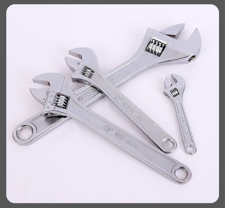 Ok chrome-plated adjustable wrench, multi-functional large opening wrench, hardware tools, universal adjustable socket, bathroom wrench pic 13
