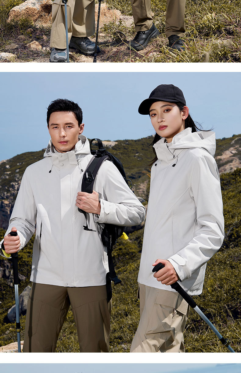 定制冲锋衣三合一男印绣LOGO徒步软壳防风登山服企业团体工装外套详情19