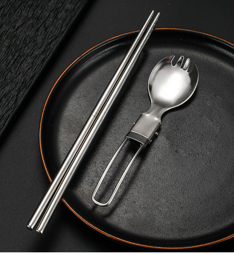 亚马逊304不锈钢折叠餐具套装刀叉勺筷子旅行便携式野餐跨境餐具详情19