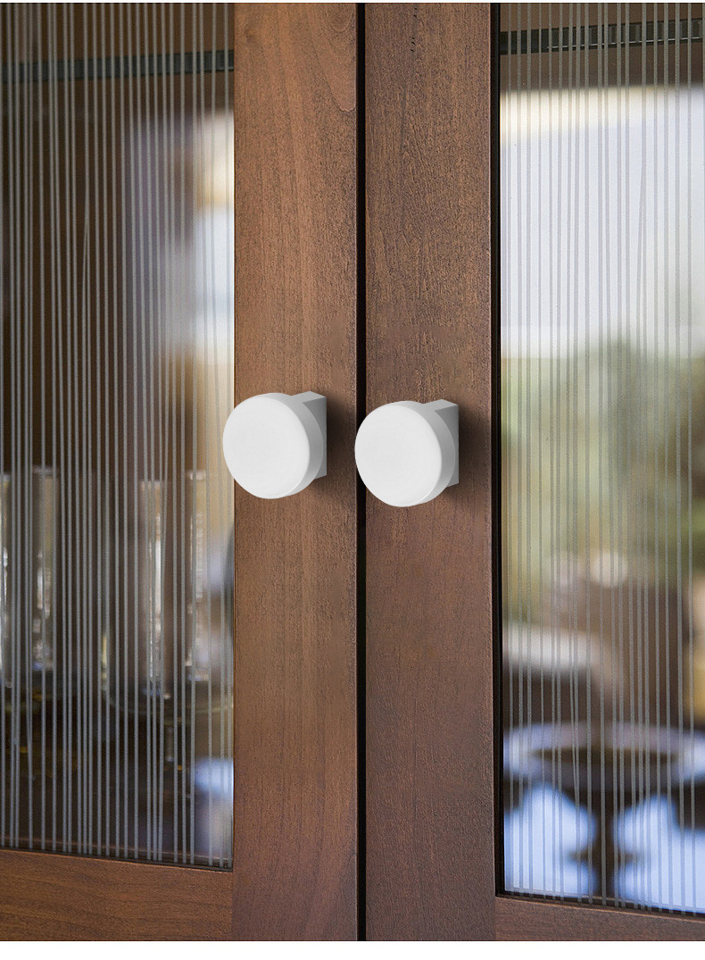 抽屉柜门白色单孔小拉手圆形单粒橱柜电视柜床头柜现代简约门把手详情23