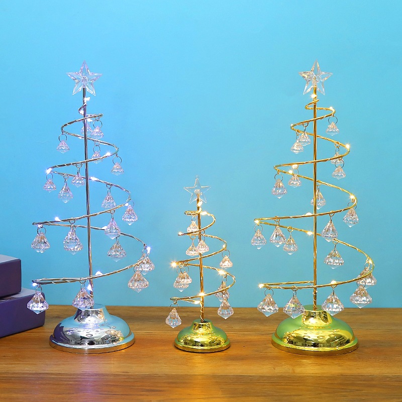 Christmas decorations, gifts, electroplated ironwork trees, LED illuminated crystal Christmas trees, crystal display stands, ornaments, night lights pic 12