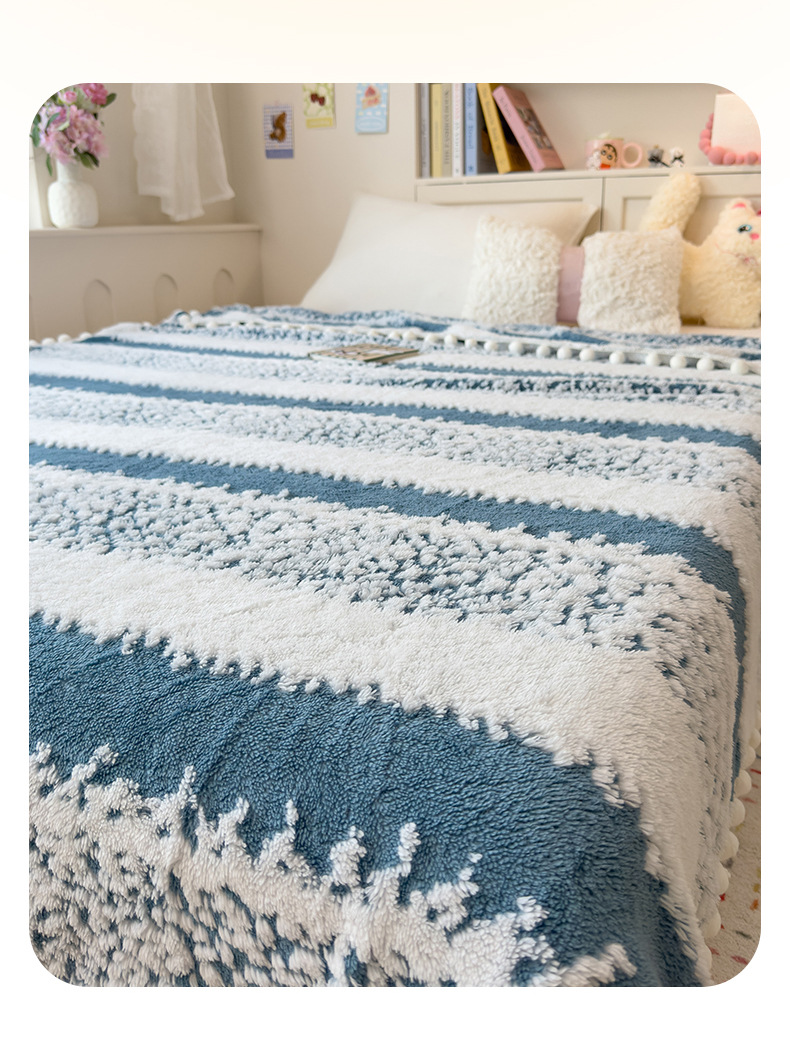 秋冬季新品星绒梦语毛球多功能毛毯云纹绒阳离子混纺毯子森语雪球详情16