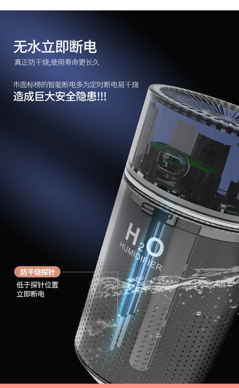 Wholesale of small portable humidifiers, large fog capacity, car humidifiers, household silent spray, usb mini humidifiers pic 7