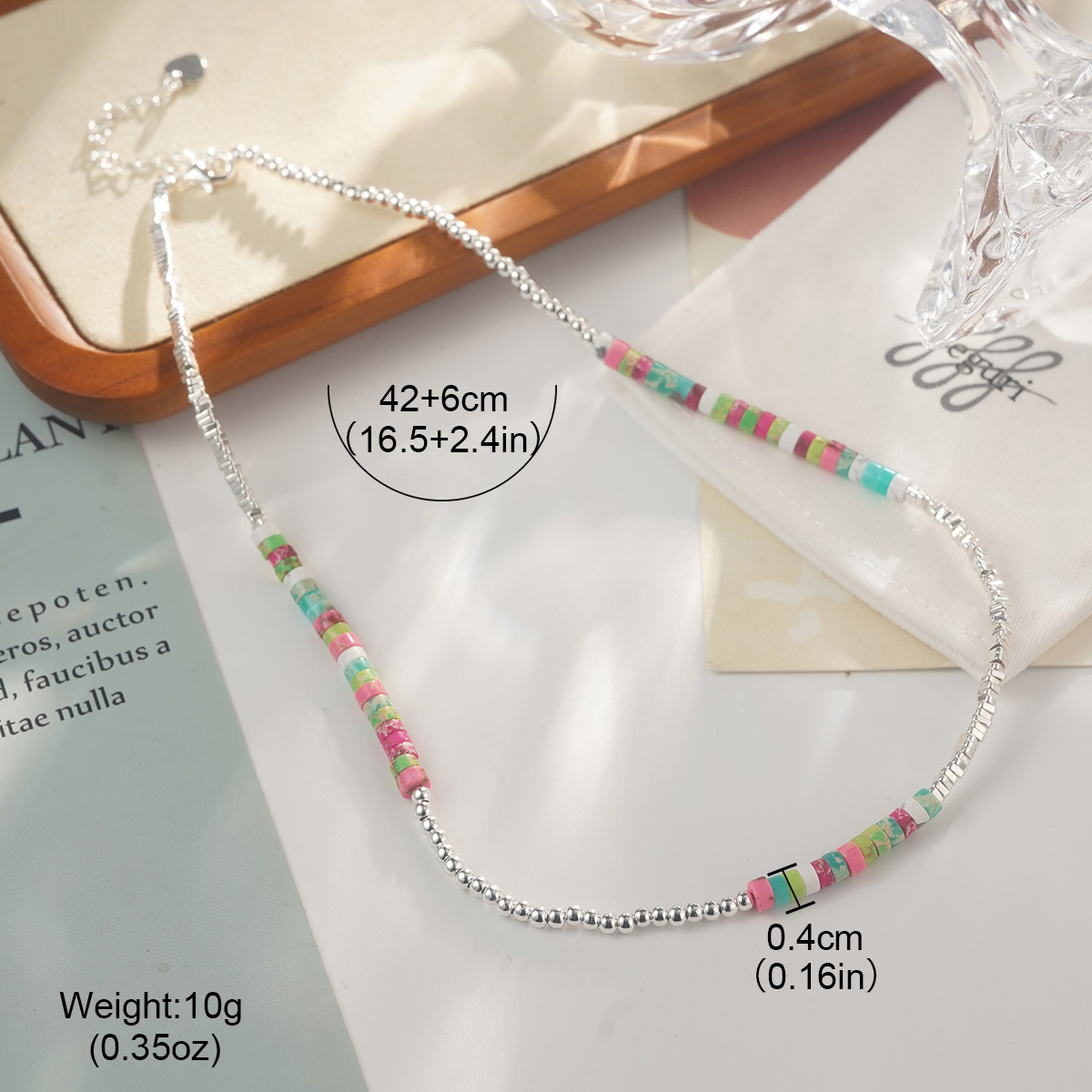 Candy-colored heart-shaped beaded necklace, summer dopamine smiling face heart-shaped collarbone chain, colorful color-blocking niche sweater chain pic 29
