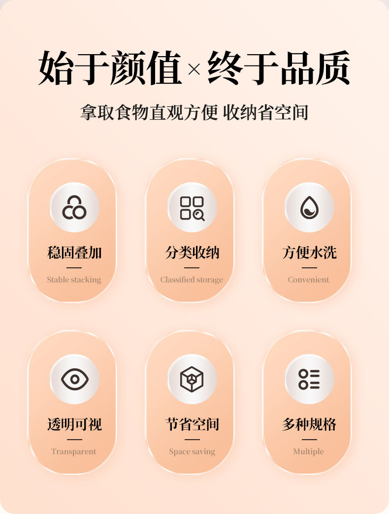 PET保鲜盒冰箱食品级水果蔬菜密封不漏冷冻收纳盒一件起批密封盒详情2