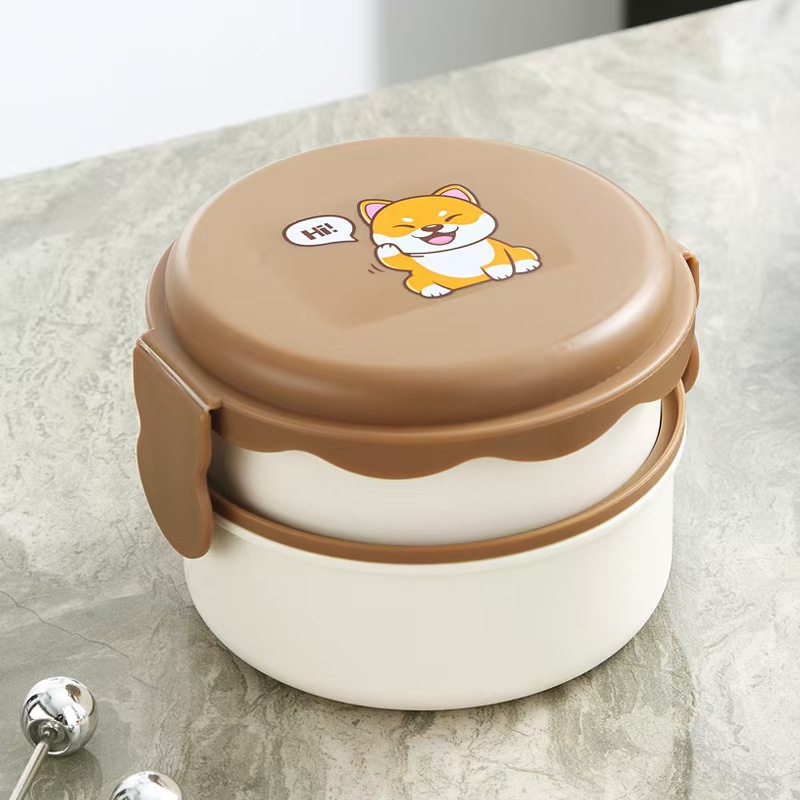 Super cute microwave oven bear lunch box, Japanese bento box, round cartoon plastic mini lunch box pic 4