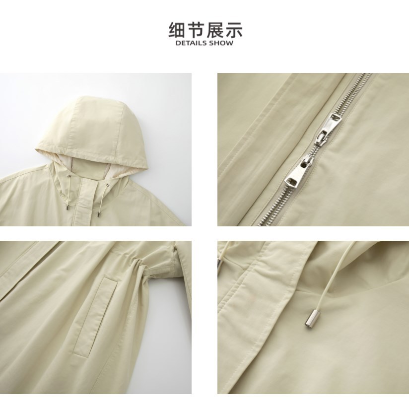 The new autumn Japanese-style outdoor street casual hooded silhouette windbreaker is a slimming and windproof long coat for women pic 8