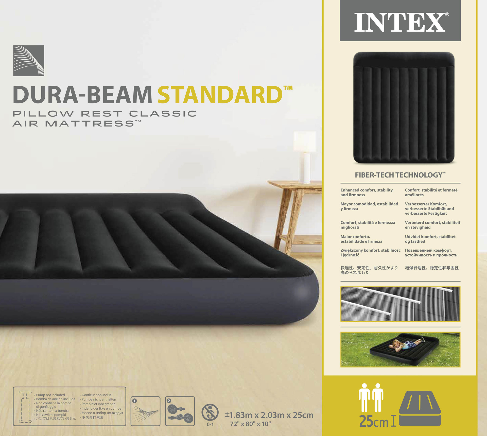 INTEX black and white built-in pillow single-layer single-person line pull-out air bed, portable for home and outdoor use, easy folding for midday rest, plush inflatable bed, comfortable for outdoor camping, thickened, durable and high-end pic 12