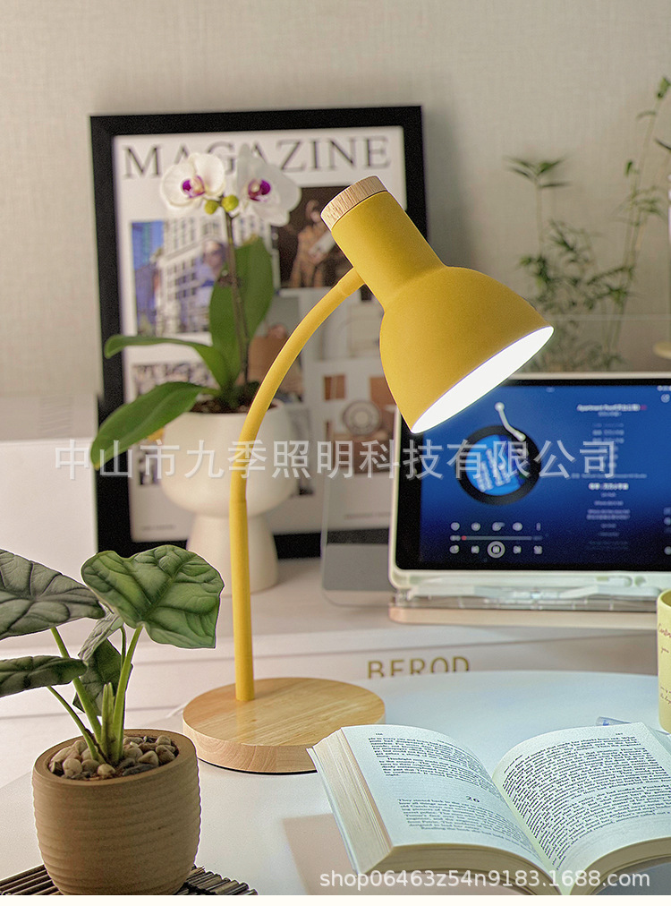 北欧LED台灯护眼书桌大学生宿舍简约创意学习插电式ins少女床头灯详情1