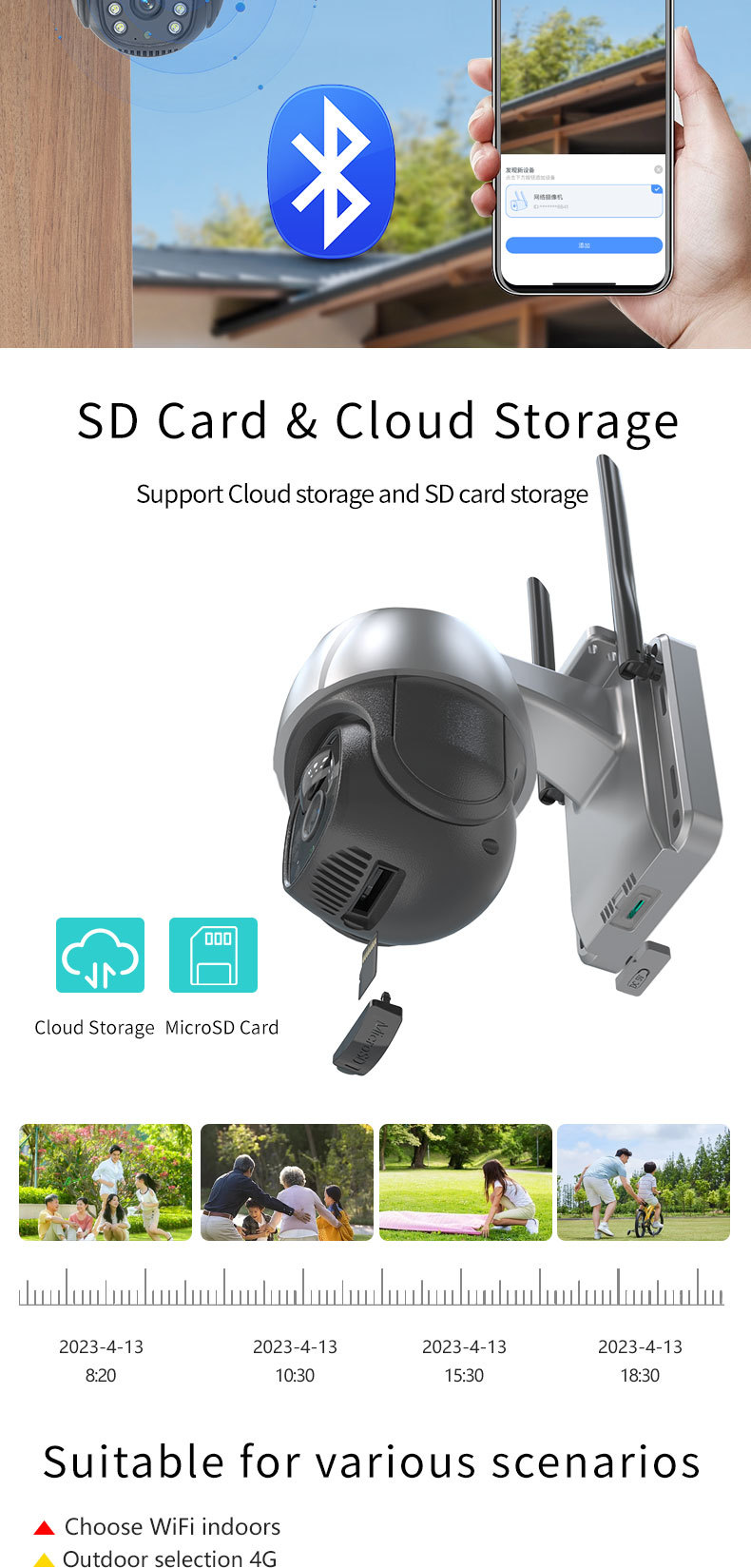 4G home solar camera, high-definition outdoor camera, network wifi wireless, low-power battery monitor pic 8