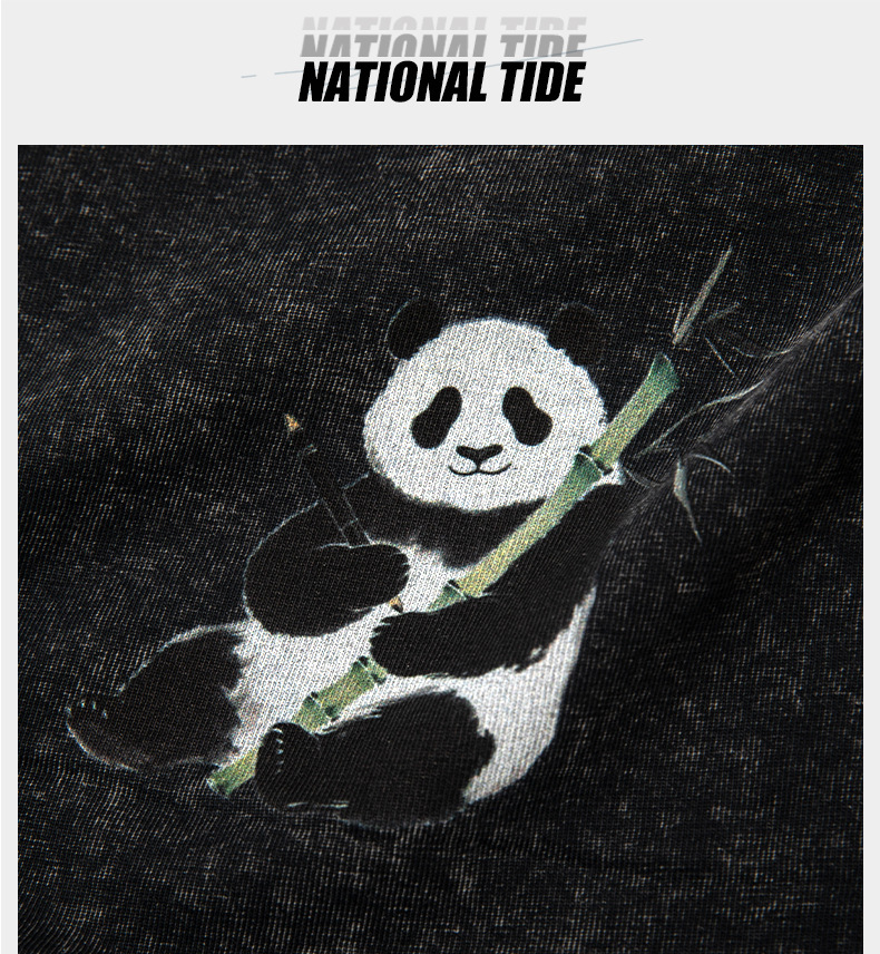 2025胸有成竹熊猫卡通印花T恤夏季新款短袖数码印花国潮时尚半袖详情3