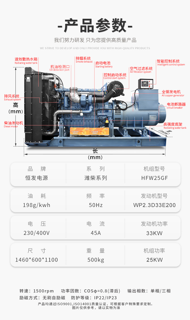 25kw小功率发电机组养殖场可用可移动低噪型潍柴股份柴油发电机组详情6