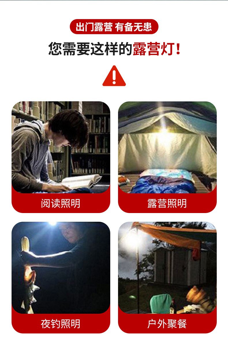 Cross-border solar LED high-intensity portable lamp, outdoor multi-functional tungsten filament ambient light, household table lamp, flashlight pic 4