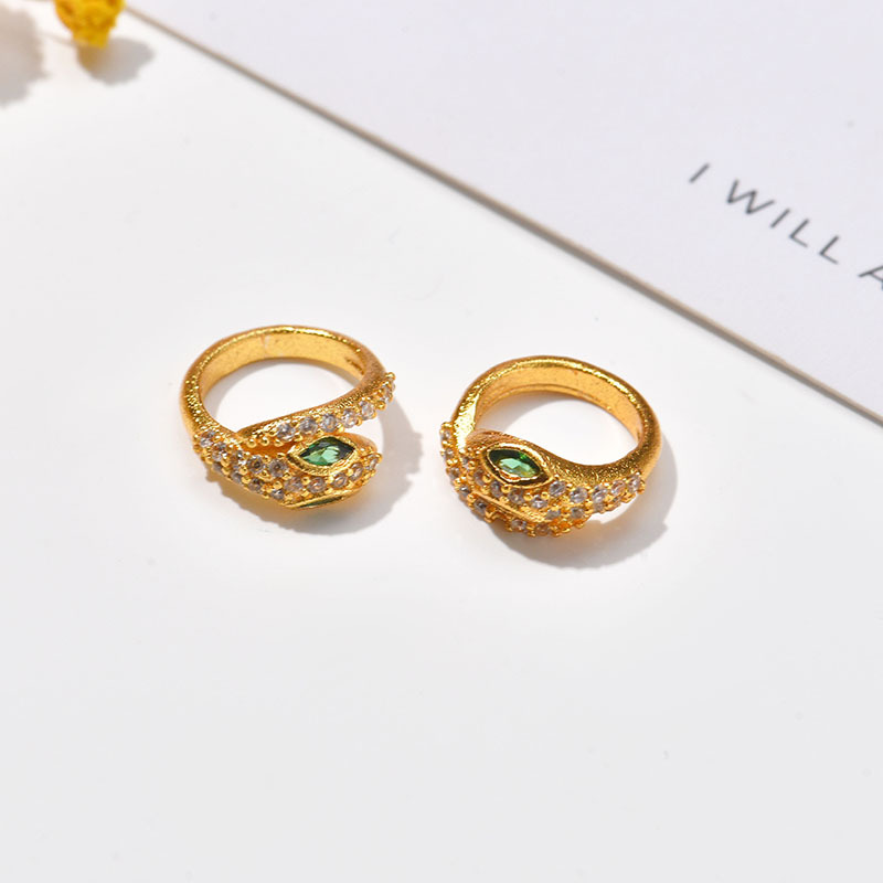 高级感静俏欧美沙金铜蛇戒指小众风开口指环饰品跨境手工配件批发详情6