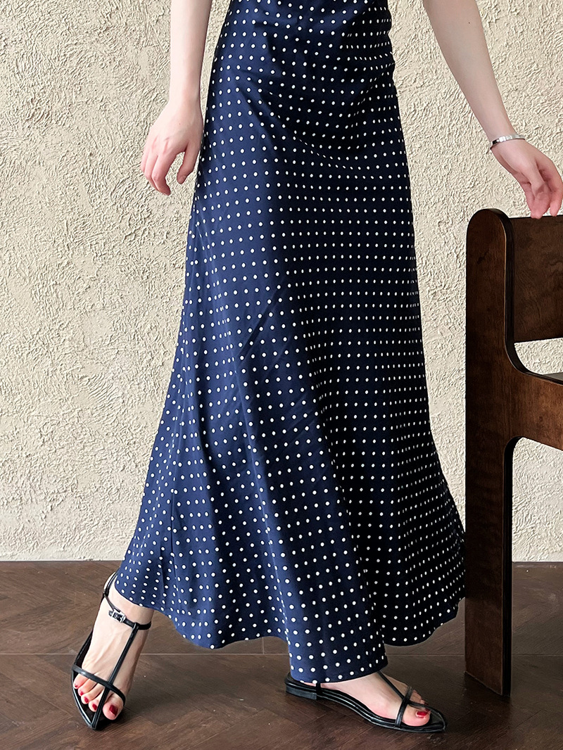 鹿西 法式蕾丝花边拼接连衣裙夏季V领气质波点收腰显瘦长裙子8677详情32