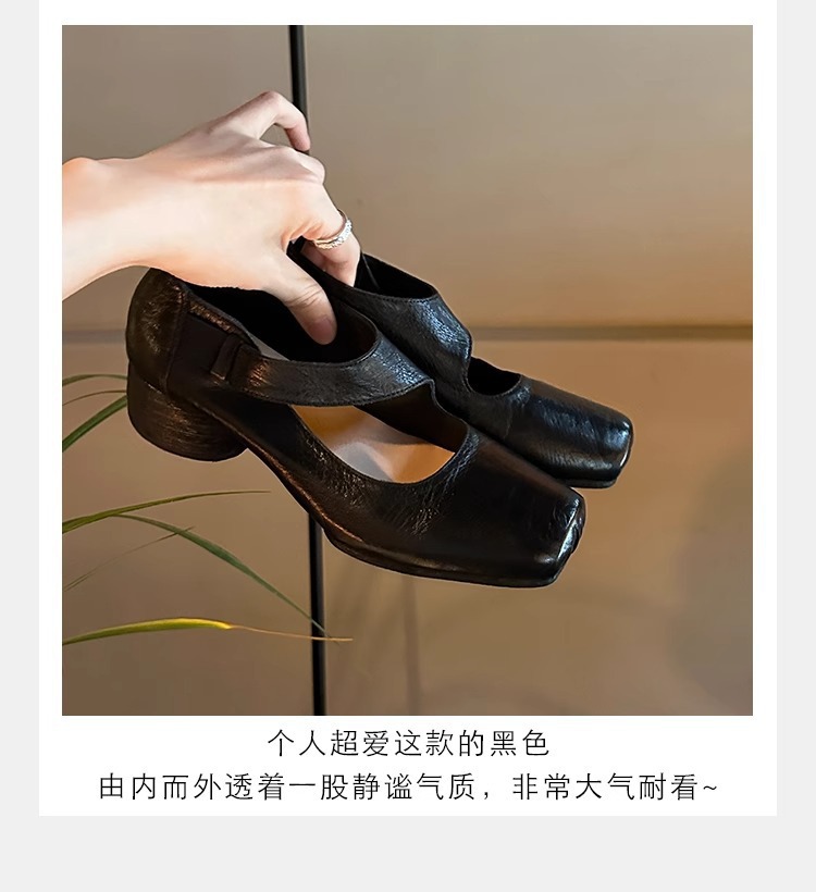 葡萄妈studiolee 高阶质感马皮方头粗跟软面小皮鞋高跟单鞋女秋款详情9