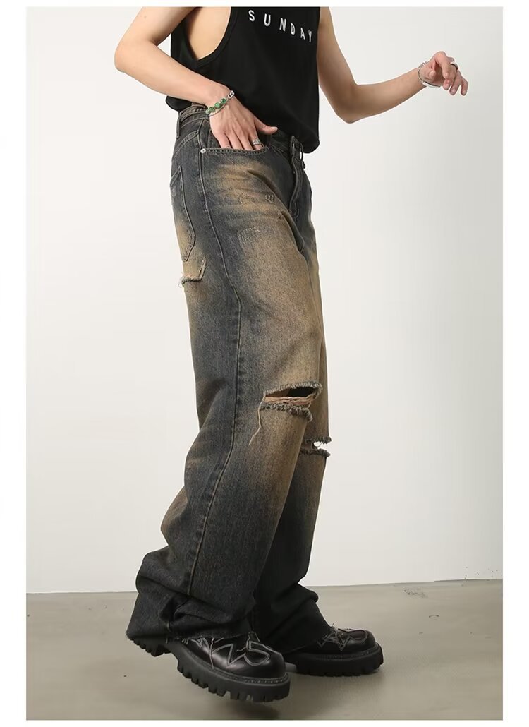 亚马逊LAZADA速卖通货源春秋水洗潮牌直筒休闲裤子男式宽松美式阔详情7