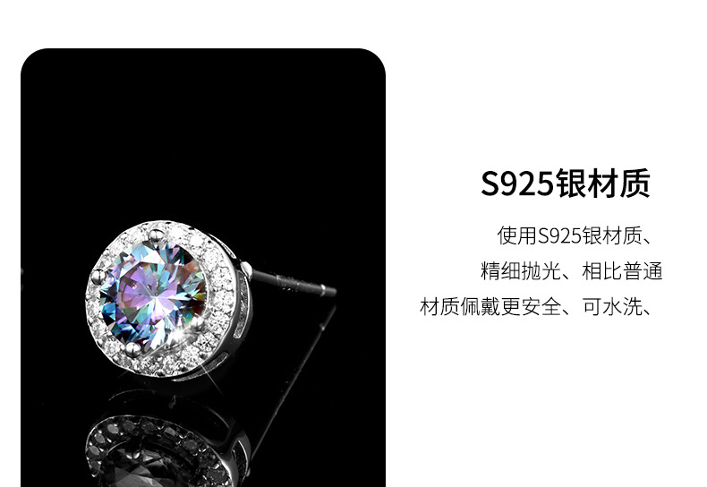 Zhuoheng selects Moissanite ear studs S925 silver pigeon egg-shaped Moissanite pure silver ear studs. Source factory, accessories, jewelry, wholesale earrings pic 15