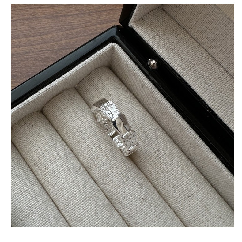 S925 sterling silver Korean-style niche design and texture scale ring, Korean-style fashionable texture simple ring wholesale pic 12