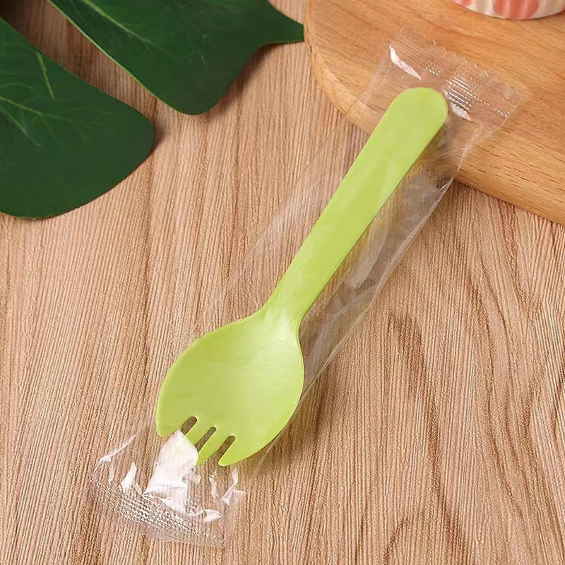 加厚一次性蛋糕叉子甜品勺子水果叉冰淇淋塑料磨砂叉勺独立包装详情9